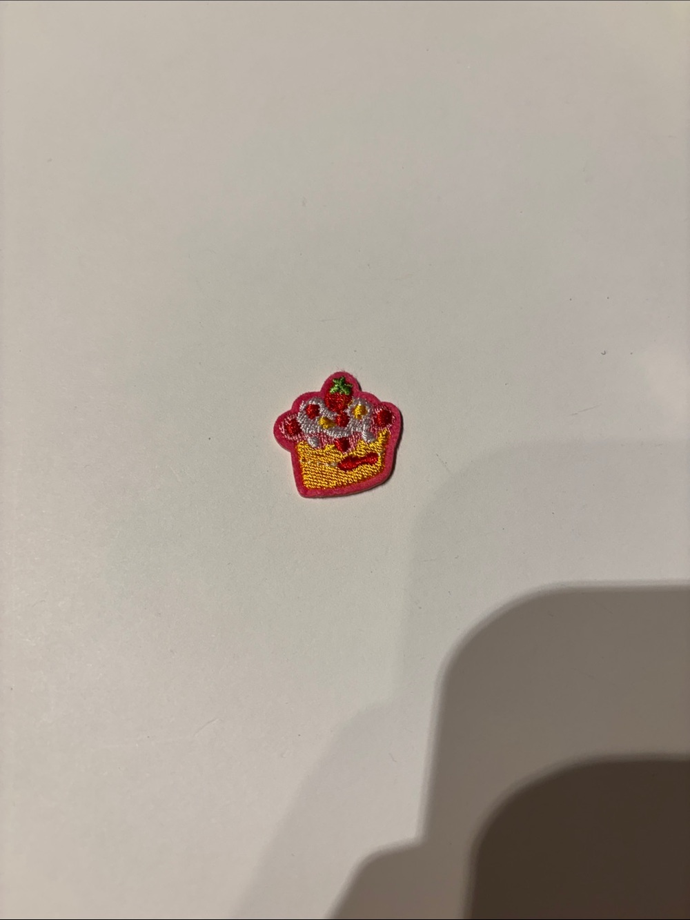 Mini Cute Strawberry Cupcake Embroidered Patch - Pink & Yellow